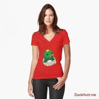 Baby duck Red Fitted V-Neck T-Shirt (Front printed)