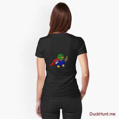 Alive Boss Duck Black Fitted V-Neck T-Shirt (Back printed) image