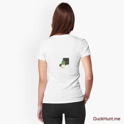 Prof Duck White Fitted V-Neck T-Shirt (Back printed) image