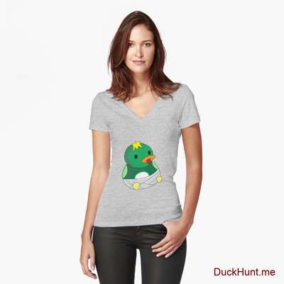 Baby duck Heather Grey Fitted V-Neck T-Shirt (Front printed) image