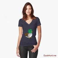 Normal Duck Navy Fitted V-Neck T-Shirt (Front printed)