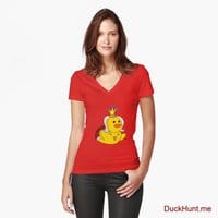Royal Duck Red Fitted V-Neck T-Shirt (Front printed)
