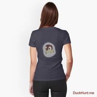Ghost Duck (foggy) Navy Fitted V-Neck T-Shirt (Back printed)