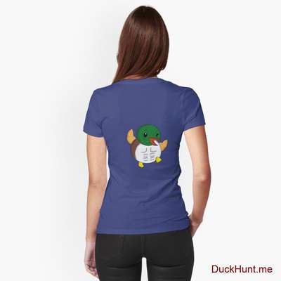 Super duck Blue Fitted V-Neck T-Shirt (Back printed) image