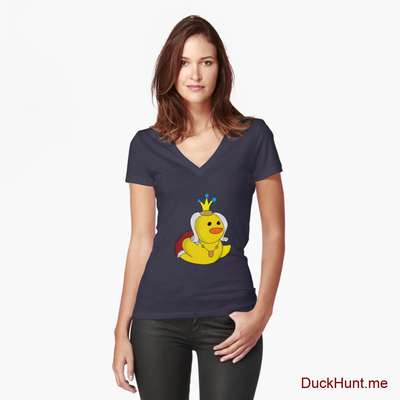 Royal Duck Navy Fitted V-Neck T-Shirt (Front printed) image