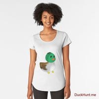 Normal Duck White Premium Scoop T-Shirt (Front printed)