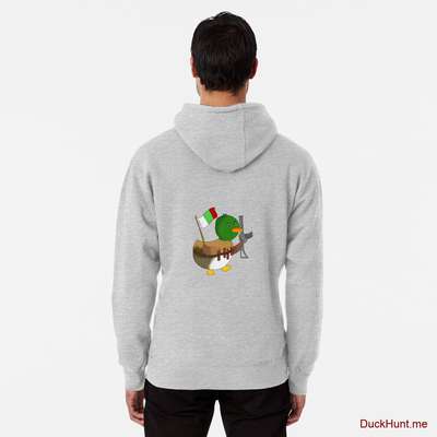 Kamikaze Duck Heather Grey Pullover Hoodie (Back printed) image