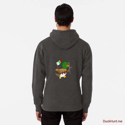 Kamikaze Duck Charcoal Heather Pullover Hoodie (Back printed) image
