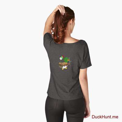 Kamikaze Duck Charcoal Heather Relaxed Fit T-Shirt (Back printed) image