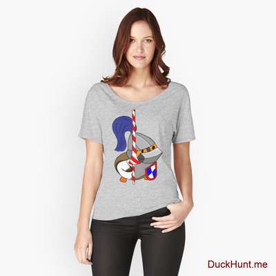 Armored Duck Heather Grey Relaxed Fit T-Shirt (Front printed) image