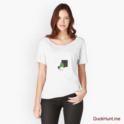 Prof Duck White Relaxed Fit T-Shirt (Front printed) image