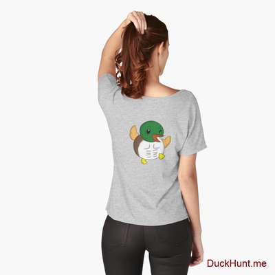 Super duck Heather Grey Relaxed Fit T-Shirt (Back printed) image