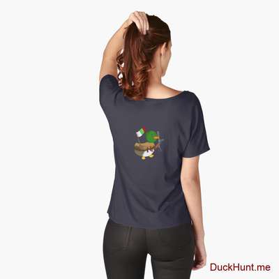 Kamikaze Duck Navy Relaxed Fit T-Shirt (Back printed) image