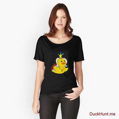 Royal Duck Black Relaxed Fit T-Shirt (Front printed) image