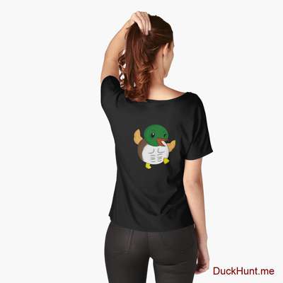 Super duck Black Relaxed Fit T-Shirt (Back printed) image