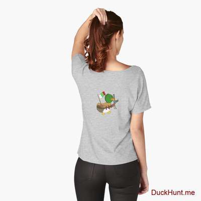 Kamikaze Duck Heather Grey Relaxed Fit T-Shirt (Back printed) image
