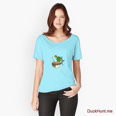 Kamikaze Duck Turquoise Relaxed Fit T-Shirt (Front printed) image