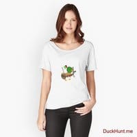 Kamikaze Duck White Relaxed Fit T-Shirt (Front printed)