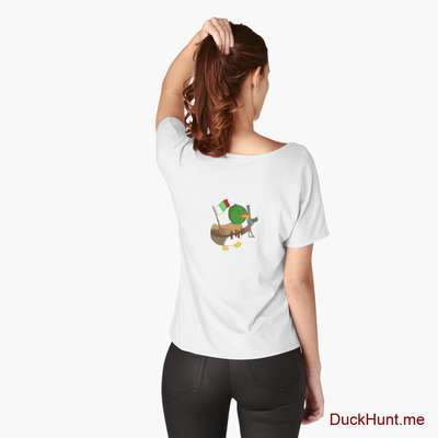 Kamikaze Duck White Relaxed Fit T-Shirt (Back printed) image