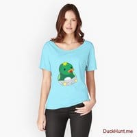 Baby duck Turquoise Relaxed Fit T-Shirt (Front printed)