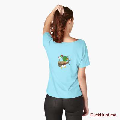 Kamikaze Duck Turquoise Relaxed Fit T-Shirt (Back printed) image