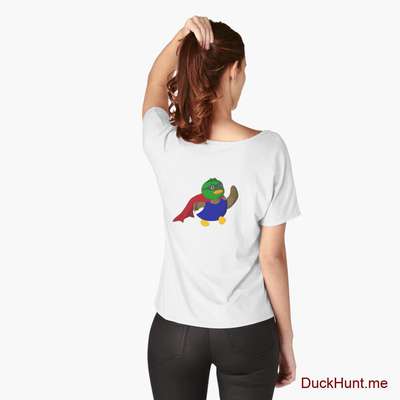 Alive Boss Duck White Relaxed Fit T-Shirt (Back printed) image