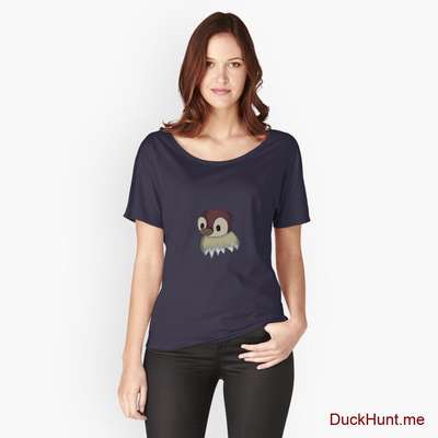 Ghost Duck (fogless) Navy Relaxed Fit T-Shirt (Front printed) image