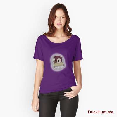 Ghost Duck (foggy) Purple Relaxed Fit T-Shirt (Front printed) image