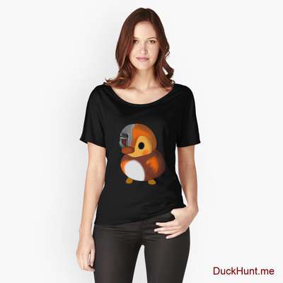 Mechanical Duck Black Relaxed Fit T-Shirt (Front printed) image