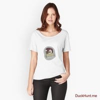 Ghost Duck (foggy) White Relaxed Fit T-Shirt (Front printed)