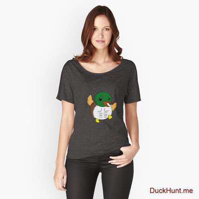 Super duck Charcoal Heather Relaxed Fit T-Shirt (Front printed) image