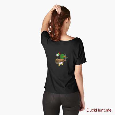Kamikaze Duck Black Relaxed Fit T-Shirt (Back printed) image