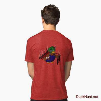 Dead Boss Duck (smoky) Red Tri-blend T-Shirt (Back printed) image