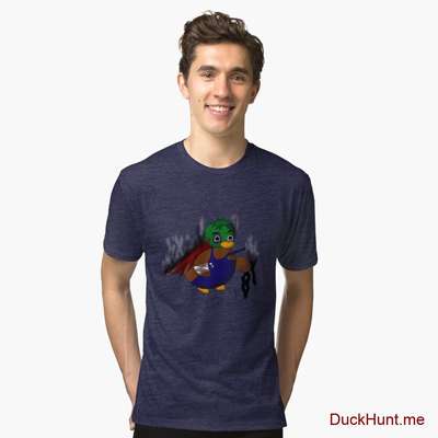 Dead Boss Duck (smoky) Navy Tri-blend T-Shirt (Front printed) image