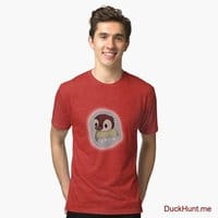 Ghost Duck (foggy) Red Tri-blend T-Shirt (Front printed)