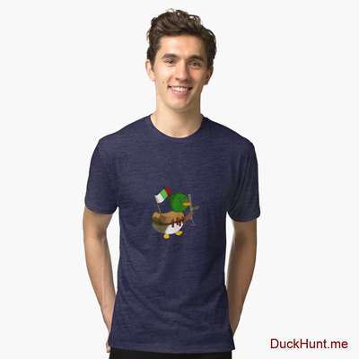 Kamikaze Duck Navy Tri-blend T-Shirt (Front printed) image