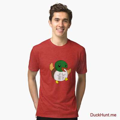 Super duck Red Tri-blend T-Shirt (Front printed) image