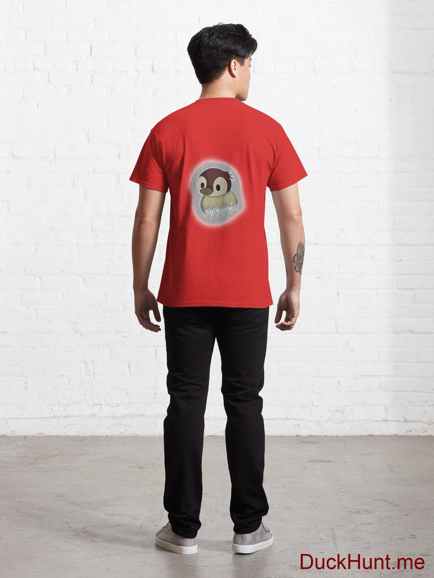 Ghost Duck (foggy) Red Classic T-Shirt (Back printed) alternative image 3