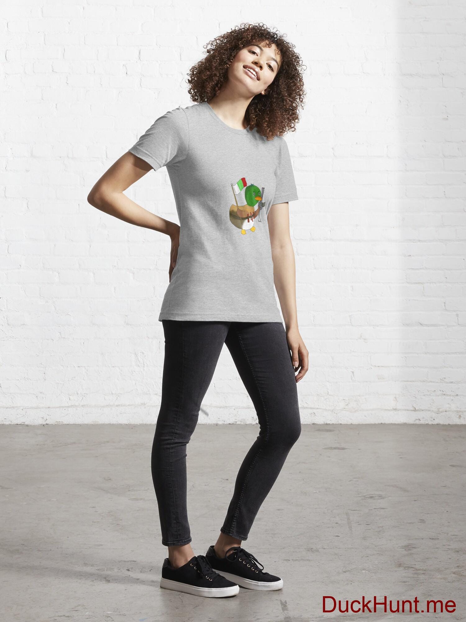 Kamikaze Duck Heather Grey Essential T-Shirt (Front printed) alternative image 3