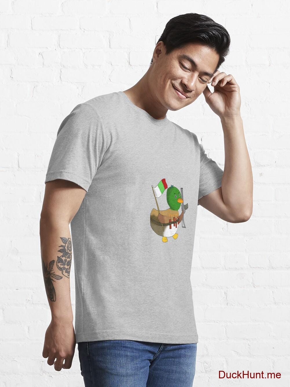 Kamikaze Duck Heather Grey Essential T-Shirt (Front printed) alternative image 6