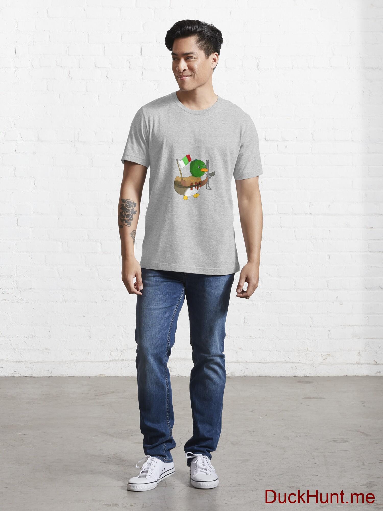 Kamikaze Duck Heather Grey Essential T-Shirt (Front printed) alternative image 4