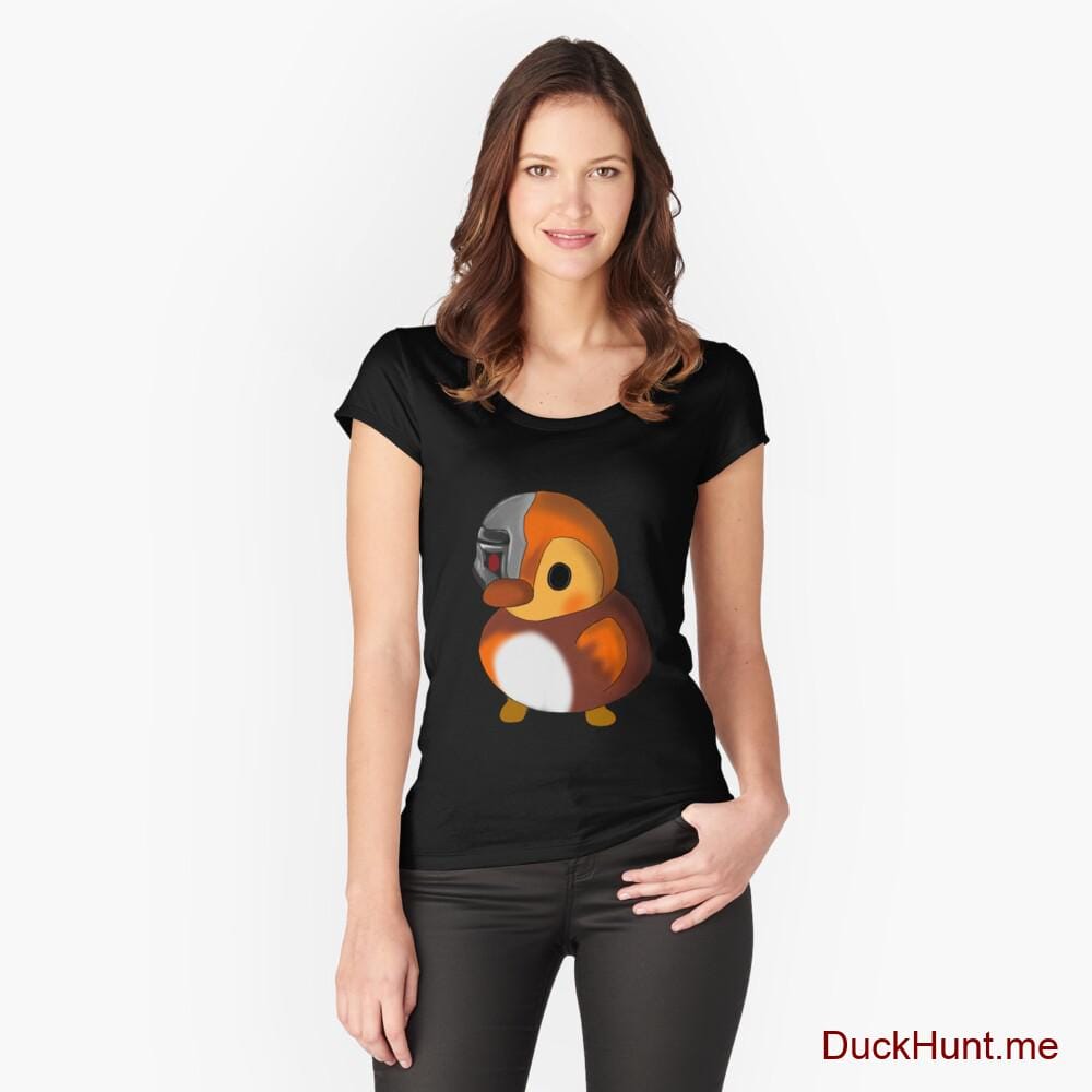 Mechanical Duck Black Fitted Scoop T-Shirt (Front printed)