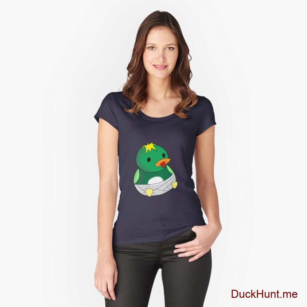 Baby duck Navy Fitted Scoop T-Shirt (Front printed)