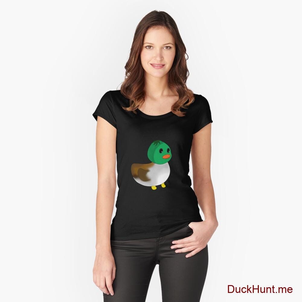 Normal Duck Black Fitted Scoop T-Shirt (Front printed)