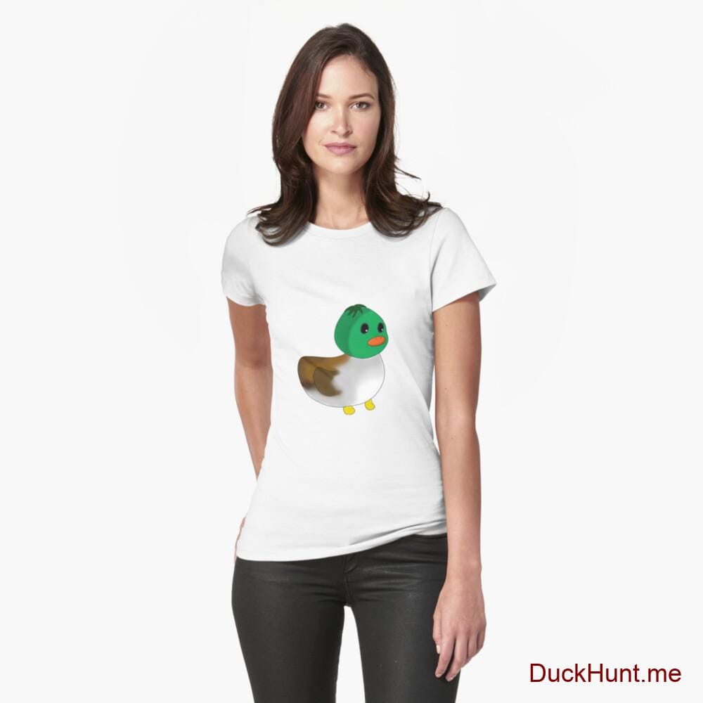 Normal Duck White Fitted T-Shirt (Front printed)
