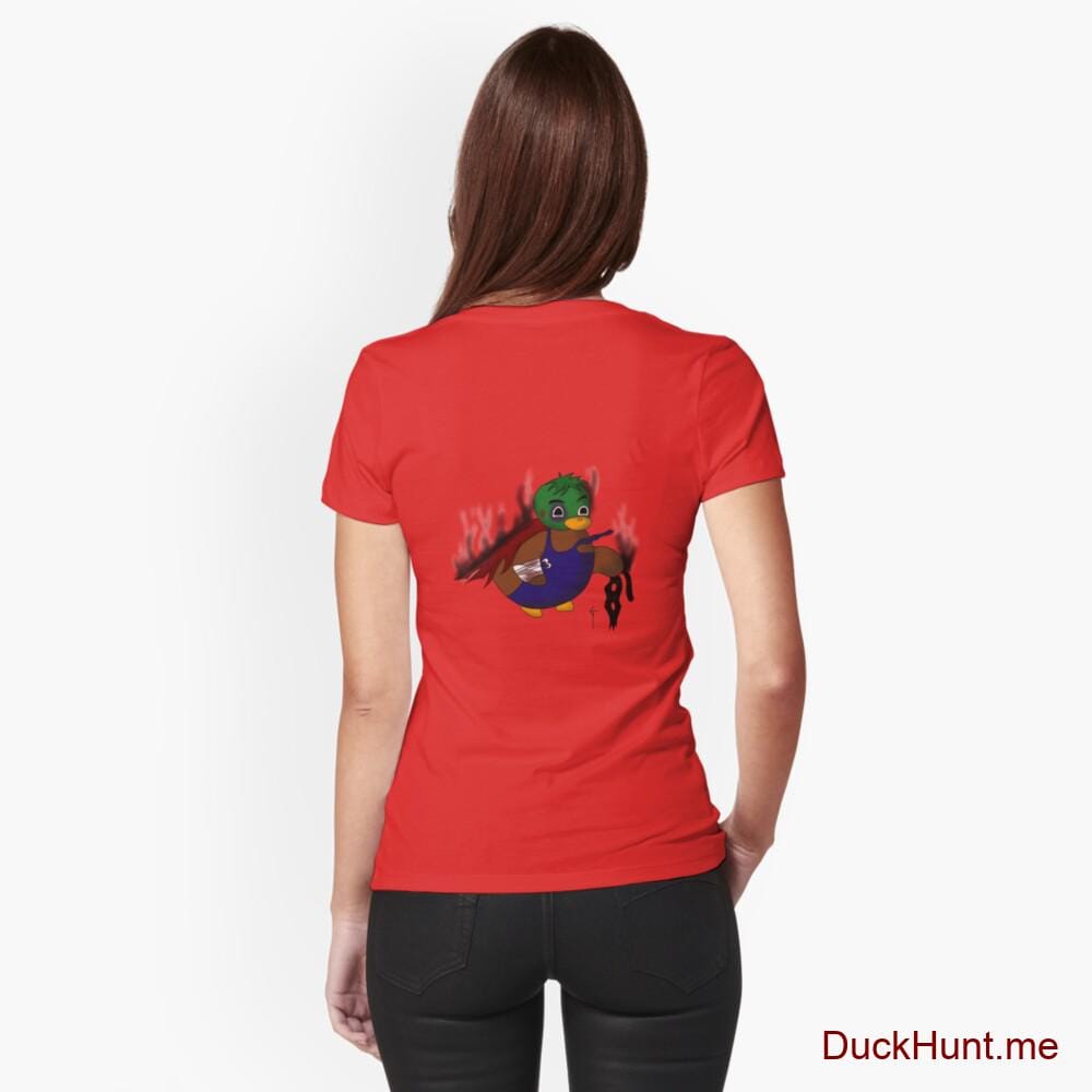Dead Boss Duck (smoky) Red Fitted T-Shirt (Back printed)