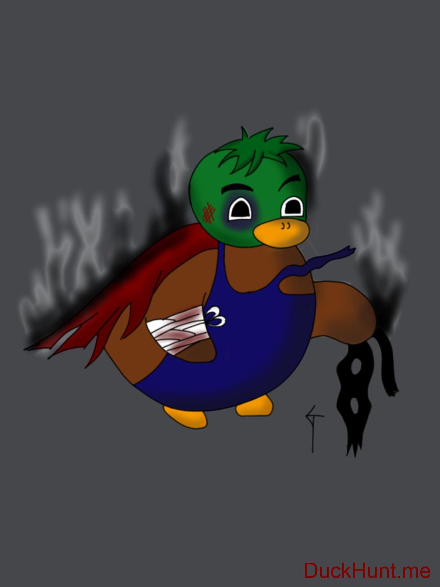 Dead Boss Duck (smoky) Dark Grey Fitted V-Neck T-Shirt (Back printed) alternative image 1