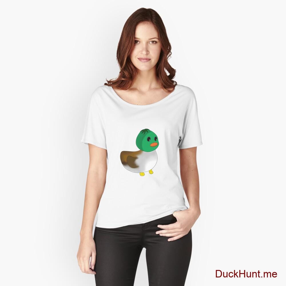 Normal Duck White Relaxed Fit T-Shirt (Front printed)