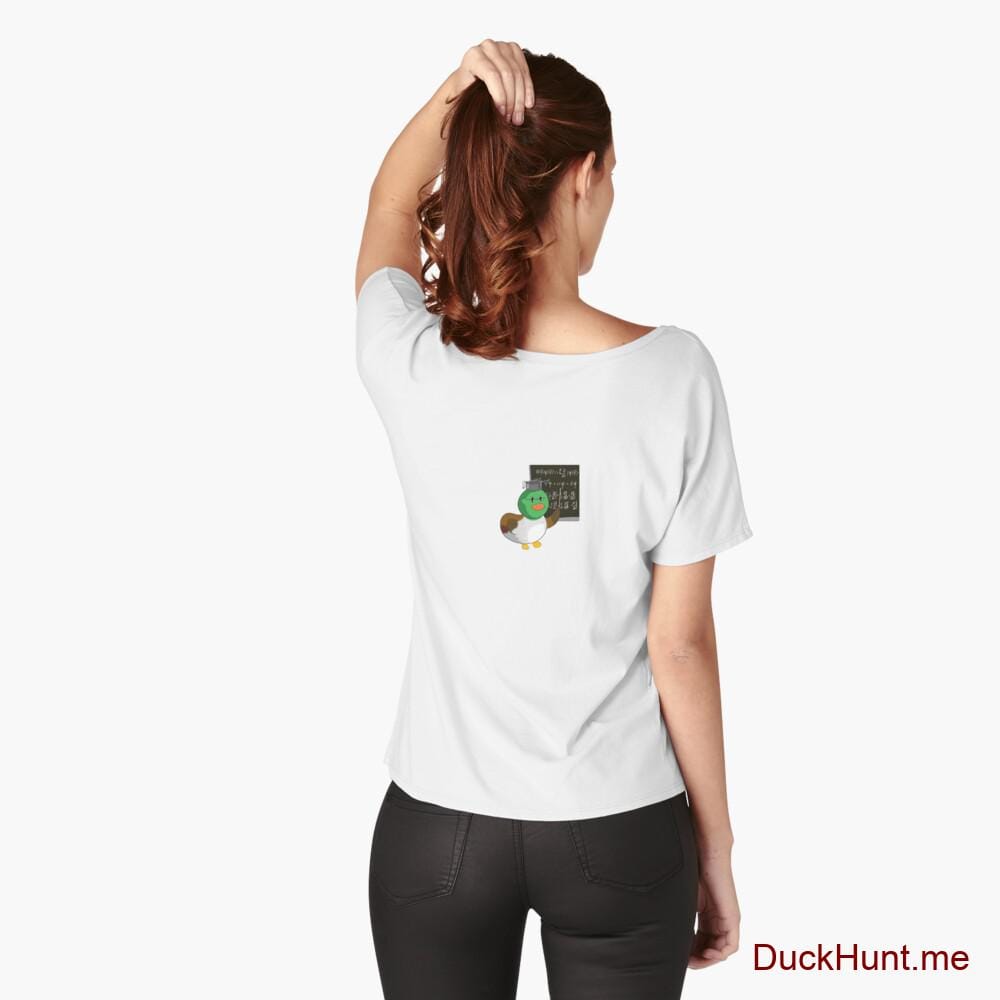 Prof Duck White Relaxed Fit T-Shirt (Back printed)