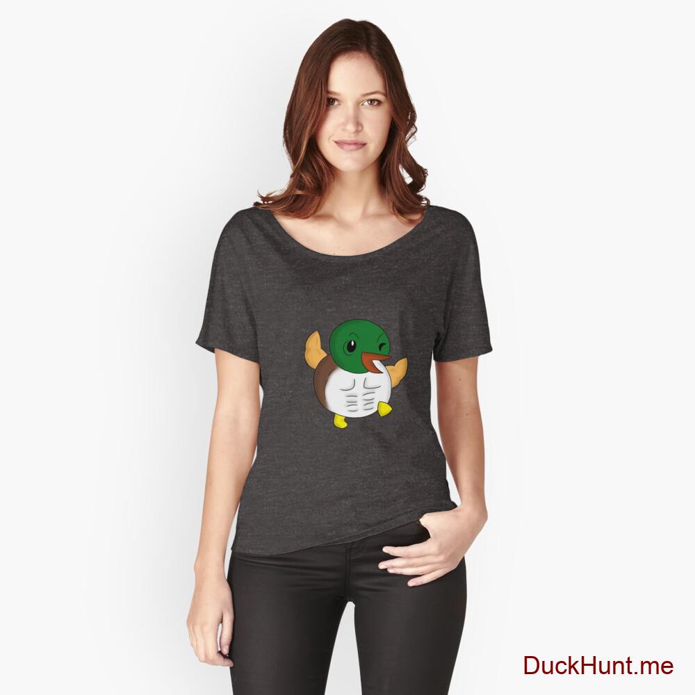 Super duck Charcoal Heather Relaxed Fit T-Shirt (Front printed)
